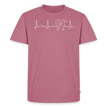 Kick Box Bein Kick. Herz. Liebe. Ekg. Impuls. - Männer Premium Bio T-Shirt - Mauve - Vorne - Nico (187cm)