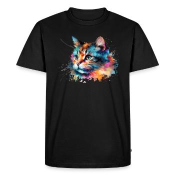 Mignon petit chat Pour les amoureux des chats Coloré - T-shirt Premium bio Homme - noir - Devant - Nico (187cm)
