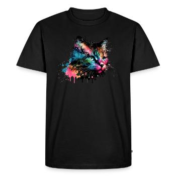 Mignon petit chat Pour les amoureux des chats Coloré - T-shirt Premium bio Homme - noir - Devant - Nico (187cm)