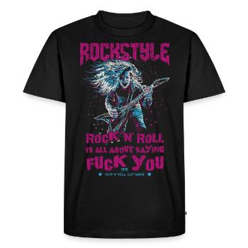 Le rock 'n' roll, c’est dire fuck you - T-shirt Premium bio Homme - noir - Devant - Nico (187cm)
