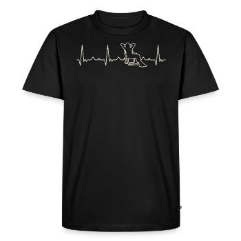 Sunbathing Girl. Heart. Love. EKG. Pulse. Beat. - Men's Premium Organic T-Shirt - black - Front - Nico (187cm)