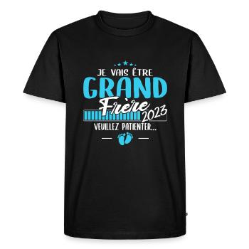 Je Vais Être Grand Frère 2023 | futur Grand Frère - T-shirt Premium bio Homme - noir - Devant - Nico (187cm)