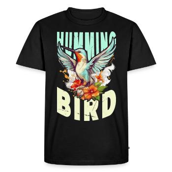 Hummingbird Flowers Bird Animal Art Watercolor Colorful - Men's Premium Organic T-Shirt - black - Front - Nico (187cm)