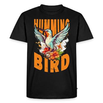 Hummingbird Flowers Bird Animal Art Watercolor Colorful - Men's Premium Organic T-Shirt - black - Front - Nico (187cm)