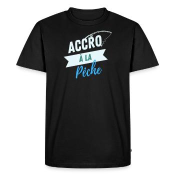 Accro à la pêche - T-shirt Premium bio Homme - noir - Devant - Nico (187cm)