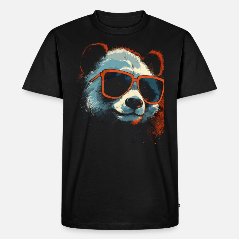 Panda kühle Sonnenbrille - Männer Premium Bio T-Shirt - Schwarz