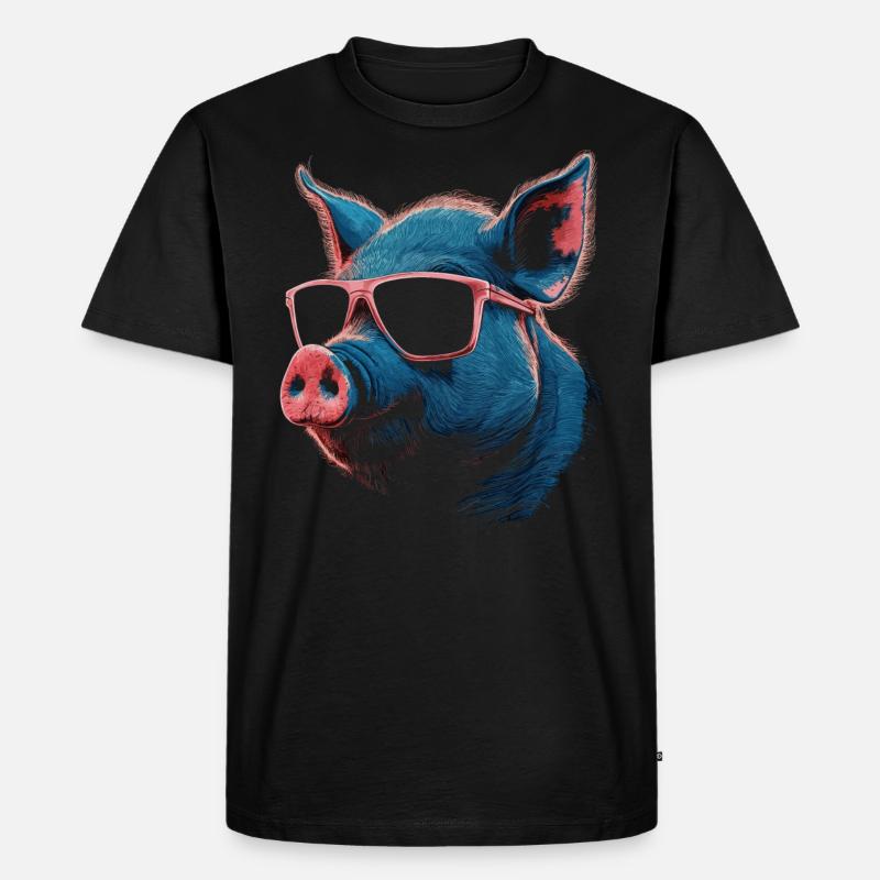 Kühle Schweinerbrille - Männer Premium Bio T-Shirt - Schwarz