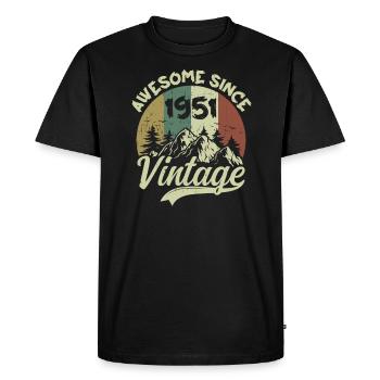 Millésime 1951 Cadeau D'anniversaire 1951 - T-shirt Premium bio Homme - noir - Devant - Nico (187cm)