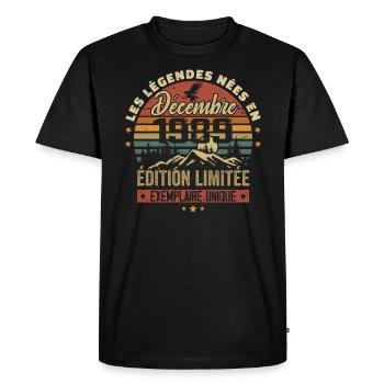 1989 Vintage Cadeau Anniversaire Décembre 1989 - T-shirt Premium bio Homme - noir - Devant - Nico (187cm)