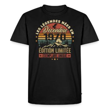 1970 Vintage Cadeau Anniversaire Décembre 1970 - T-shirt Premium bio Homme - noir - Devant - Nico (187cm)