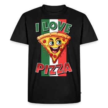 I Love Pizza Slice Face Laughs Pizzeria - Men's Premium Organic T-Shirt - black - Front - Nico (187cm)