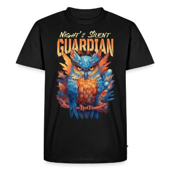 Owl Bird Guardian Night Nature Mystical Colorful Art - Men's Premium Organic T-Shirt - black - Front - Nico (187cm)
