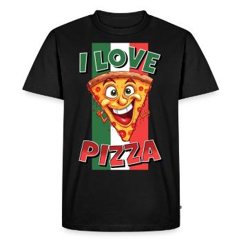 I Love Pizza Slice Face Laughs Pizzeria - Men's Premium Organic T-Shirt - black - Front - Nico (187cm)