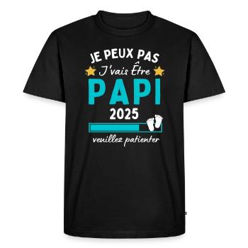 Je peux pas j'vais être Papi 2025 Futur Grand-père - T-shirt Premium bio Homme - noir - Devant - Nico (187cm)