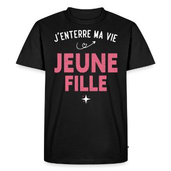 Ma Vie de Jeune Fille Cadeau EVJF Humour Drôle - T-shirt Premium bio Homme - noir - Devant - Nico (187cm)