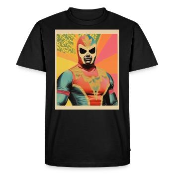 Lutte mexicaine Art Vintage papier artisanat - T-shirt Premium bio Homme - noir - Devant - Nico (187cm)