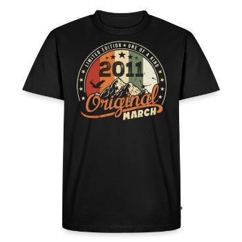 Cadeau D'anniversaire Mars 2011 Vintage 2011 Retro - T-shirt Premium bio Homme - noir - Devant - Nico (187cm)