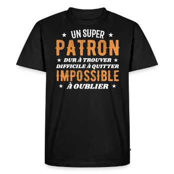 Un Super Patron Dur A Trouver - T-shirt Premium bio Homme - noir - Devant - Nico (187cm)