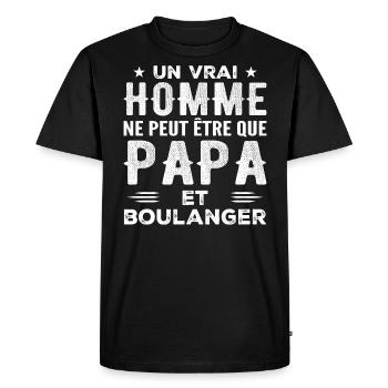 A Real Man Is Only Dad and Baker - Men's Premium Organic T-Shirt - black - Front - Nico (187cm)