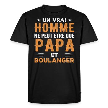 A Real Man Is Only Dad and Baker - Men's Premium Organic T-Shirt - black - Front - Nico (187cm)