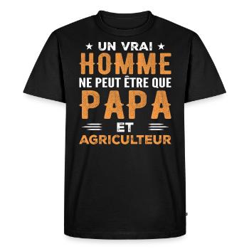 A Real Man Is Just a Dad and a Farmer - Men's Premium Organic T-Shirt - black - Front - Nico (187cm)