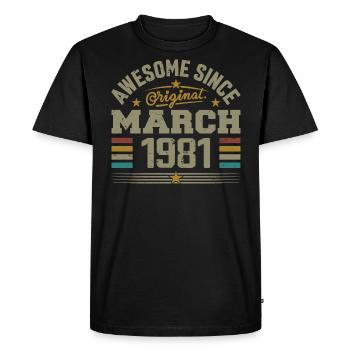 March 1981 Birthday Vintage 1981 Gift Idea - Men's Premium Organic T-Shirt - black - Front - Nico (187cm)