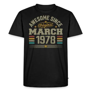 Mars 1978 Anniversaire Idée Cadeau Vintage 1978 - T-shirt Premium bio Homme - noir - Devant - Nico (187cm)