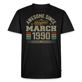 Mars 1990 Anniversaire Idée Cadeau Vintage 1990 - T-shirt Premium bio Homme - noir - Devant - Nico (187cm)