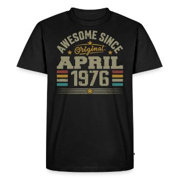 Avril 1976 Anniversaire Idée Cadeau Vintage 1976 - T-shirt Premium bio Homme - noir - Devant - Nico (187cm)