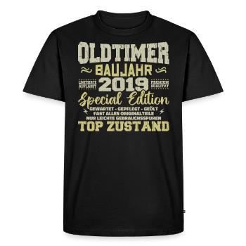 Millésime 2019 Né Rétro Anniversaire Millésime - T-shirt Premium bio Homme - noir - Devant - Nico (187cm)