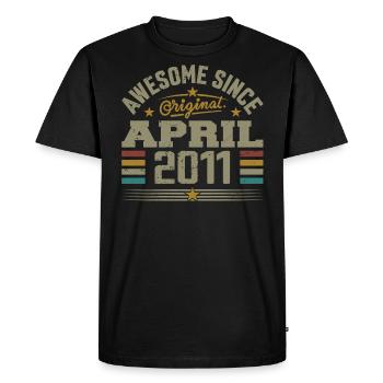 Avril 2011 Anniversaire Idée Cadeau Vintage 2011 - T-shirt Premium bio Homme - noir - Devant - Nico (187cm)