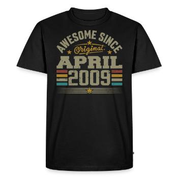 Avril 2009 Anniversaire Idée Cadeau Vintage 2009 - T-shirt Premium bio Homme - noir - Devant - Nico (187cm)