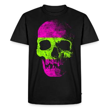 Crâne rétro néon - T-shirt Premium bio Homme - noir - Devant - Nico (187cm)