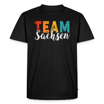 Sachsen Design sächsisch lustig - Männer Premium Bio T-Shirt - Schwarz - Vorne - Nico (187cm)