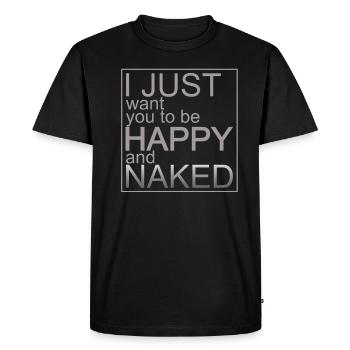 Heureux et nu / Design cool avec une déclaration ! - T-shirt Premium bio Homme - noir - Devant - Nico (187cm)