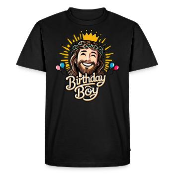 Jésus le garçon d’anniversaire - T-shirt Premium bio Homme - noir - Devant - Nico (187cm)
