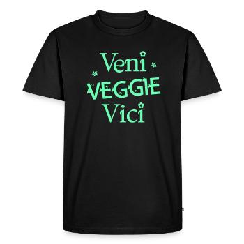 VENI VEGGIE VICI (vegan, végétarien) - T-shirt Premium bio Homme - noir - Devant - Nico (187cm)