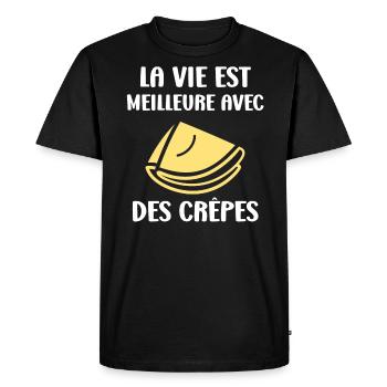 crêpe - T-shirt Premium bio Homme - noir - Devant - Nico (187cm)