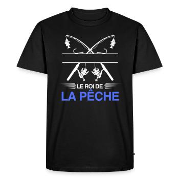 Le roi de la Pêche cadeau personnalisé pêcheur - T-shirt Premium bio Homme - noir - Devant - Nico (187cm)