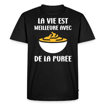 Purée - T-shirt Premium bio Homme - noir - Devant - Nico (187cm)
