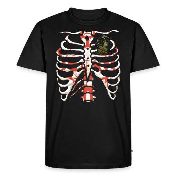 Menschlicher Knochen-Brustkorb mit Granate - Männer Premium Bio T-Shirt - Schwarz - Vorne - Nico (187cm)