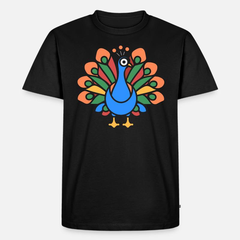 Pfau - Männer Premium Bio T-Shirt - Schwarz