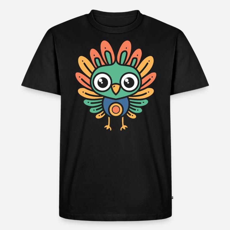 Pfau - Männer Premium Bio T-Shirt - Schwarz