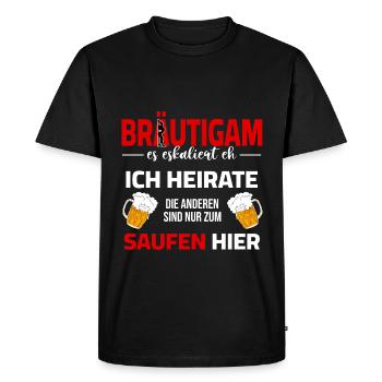 Le marié de l’équipe - ça s’intensifie, l’alcool, il se marie - T-shirt Premium bio Homme - noir - Devant - Nico (187cm)