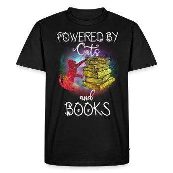 Powered By Cats And Books - Men's Premium Organic T-Shirt - black - Front - Nico (187cm)