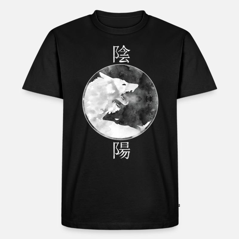 Wolf Ying Yang - Männer Premium Bio T-Shirt - Schwarz
