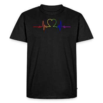 Battement de cœur de la fierté LGBT - T-shirt Premium bio Homme - noir - Devant - Nico (187cm)