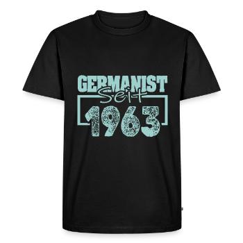 Germaniste allemand depuis 1963 - T-shirt Premium bio Homme - noir - Devant - Nico (187cm)