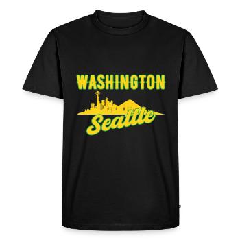 Washington Seattle Skyline Cadeau - T-shirt Premium bio Homme - noir - Devant - Nico (187cm)