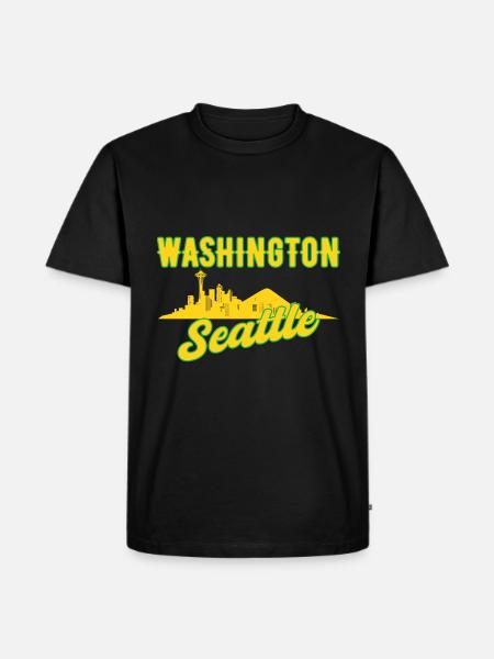 Washington Seattle Skyline Gift - Men's Premium Organic T-Shirt - black